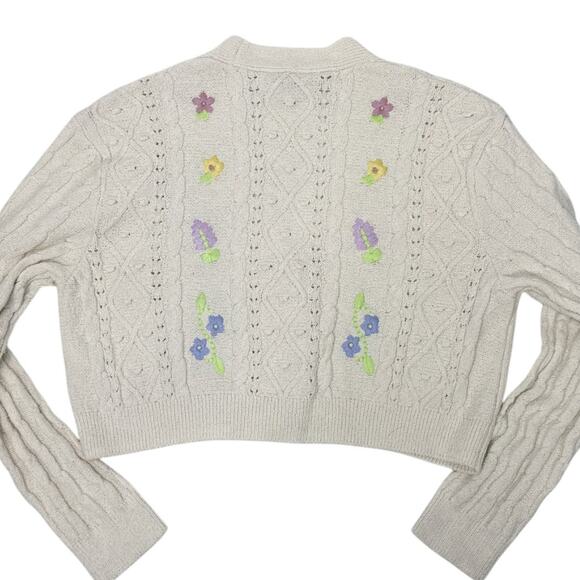 Zara Cream Cropped Cardigan with Floral Embroidery - Picture 4 of 7